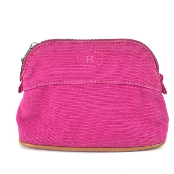 HERMES Bolide pouch mini mini Makeup pouch Cosmetics Pouch Pouch Canvas pink - Picture 1 of 13